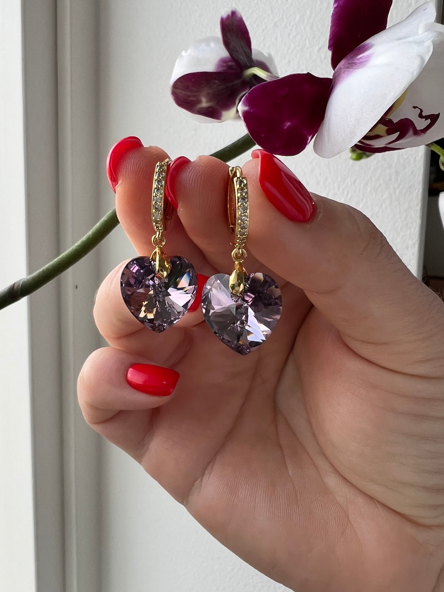 AMETHYST HEART – Swarovski korvakorut