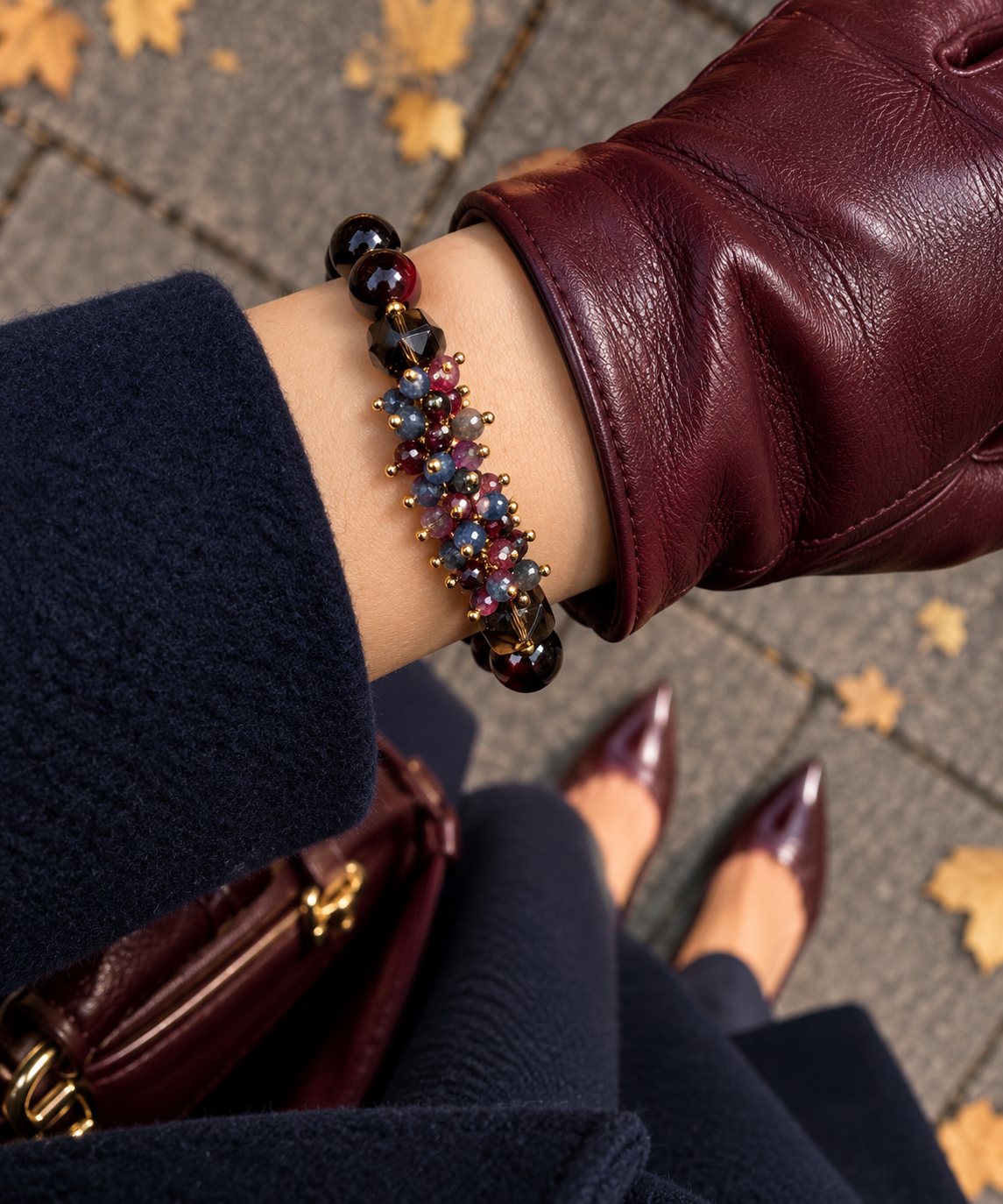Burgundy Elegance – Rannekoru luonnonkivistä