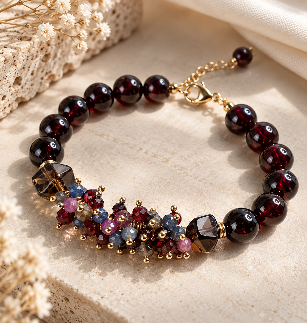 Burgundy Elegance – Rannekoru luonnonkivistä
