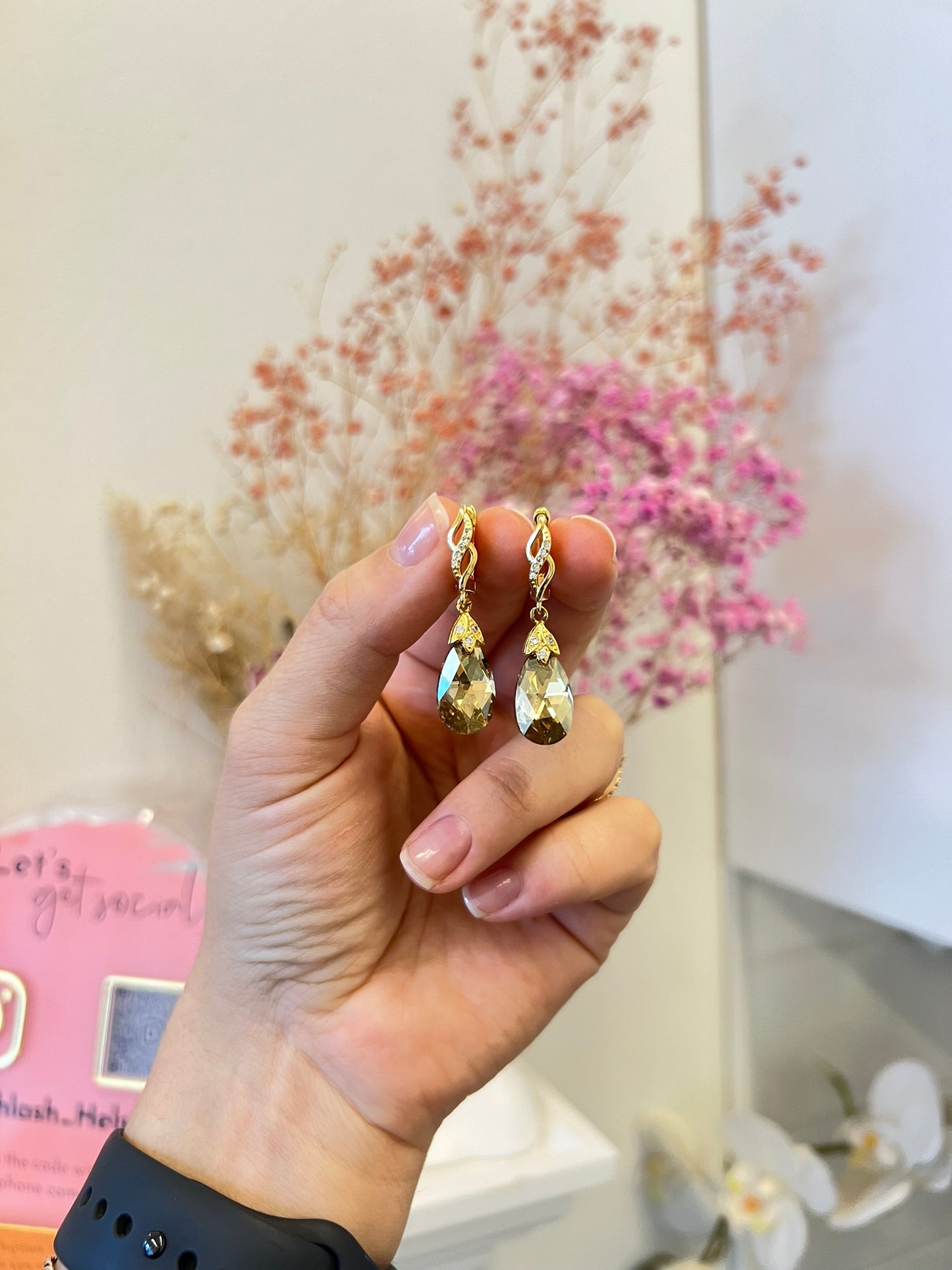 GOLDEN SHADOW SWAROVSKI EARRINGS
