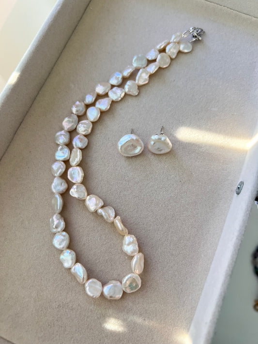KESHI PEARL SET – kaulakoru & korvakorut (S925)