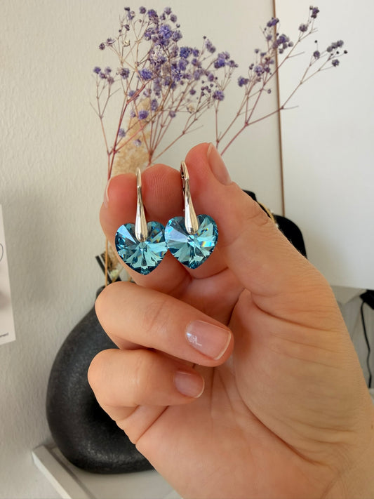 Sydämenmuotoiset Swarovski kristallikorvakorut S925