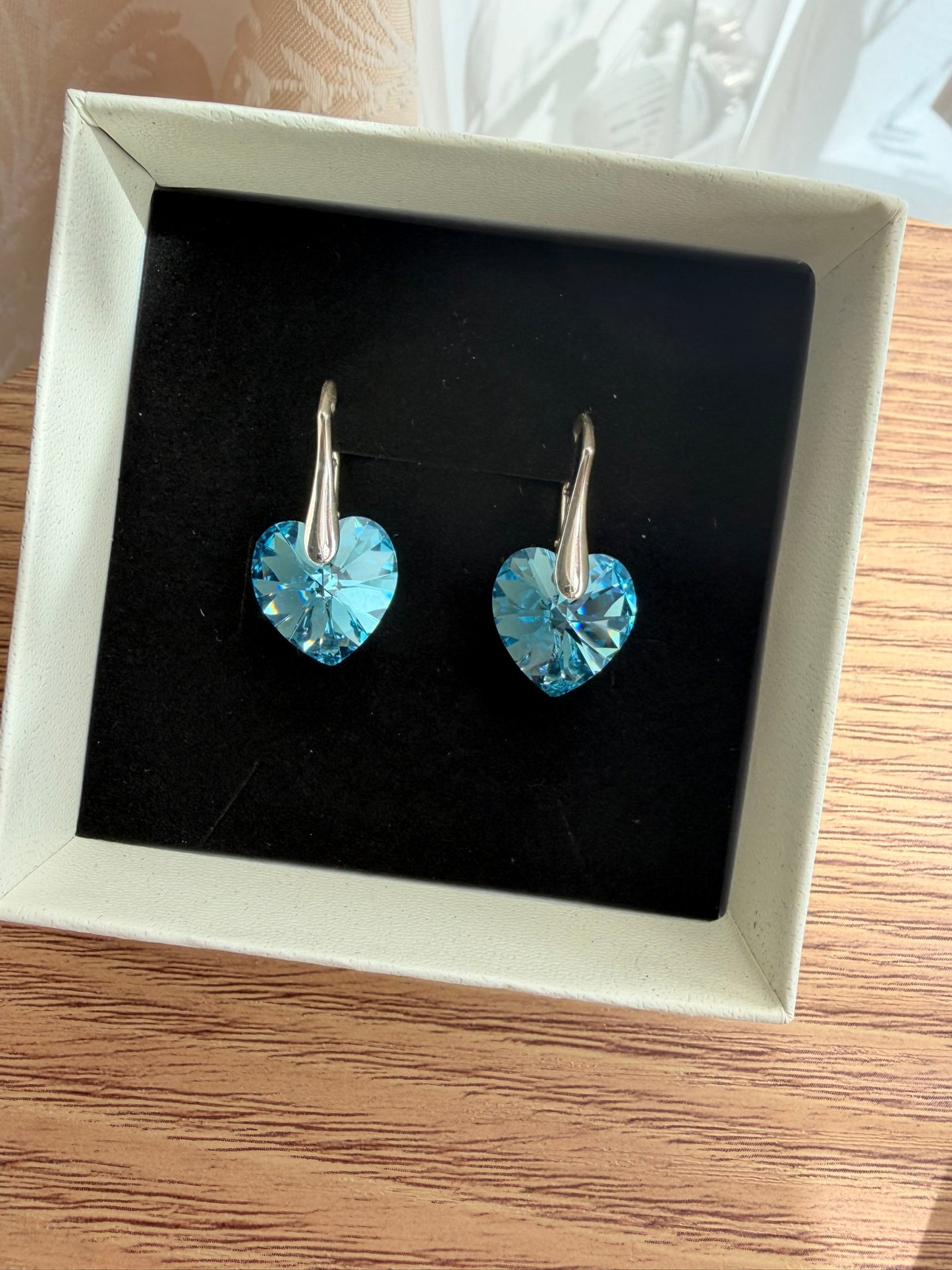 S925 Heart-shaped Swarovski Crystal Earrings