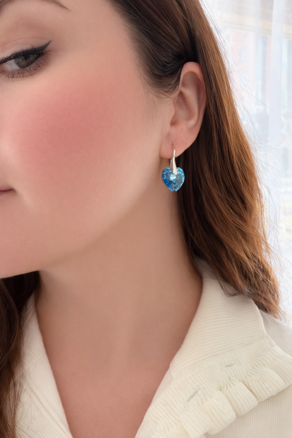 S925 Heart-shaped Swarovski Crystal Earrings